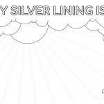Silver lining coloring sheet with sun and clouds