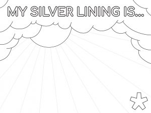 Silver lining coloring sheet with sun and clouds