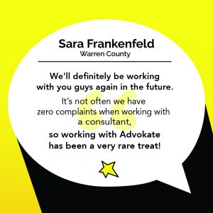 Quote from Sara Frankenfeld about working with Advokate